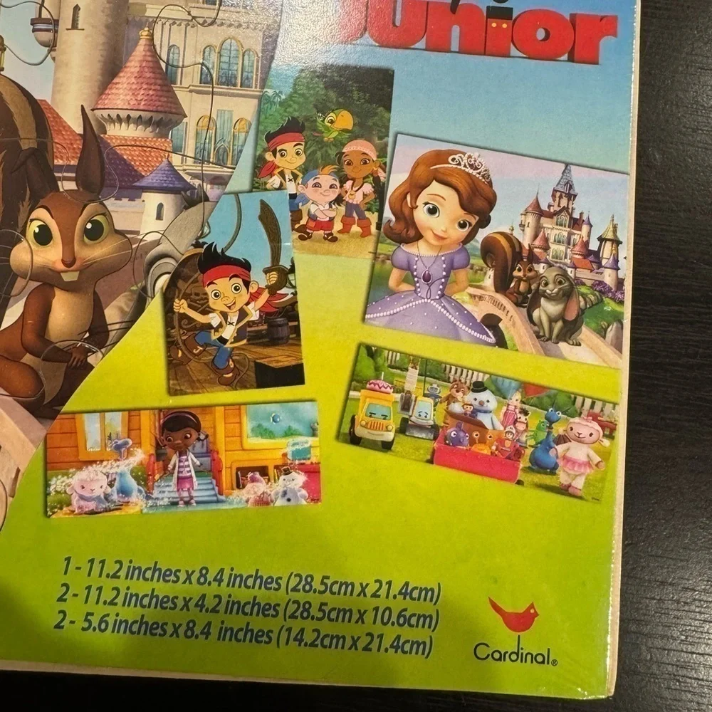 Disney Junior 5 Wood Puzzles in Different Sizes All Fit in Storage Box NWT